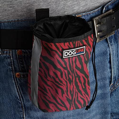 Dogline Dog Treat Pouch: Puppy Training Bag, Pet Kibbles and Snacks Holder, Litter Waste Bags Dispenser with Adjustable Drawstring Closure, Large Capacity with Mesh Pocket, Strong Nylon Material
