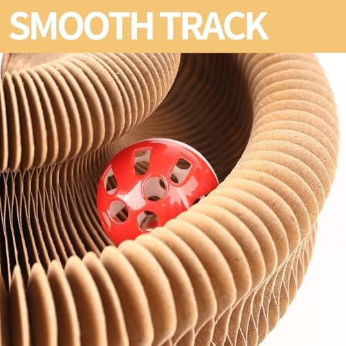 Interactive Cat Toy & Cardboard Cat Scratcher, Paw-Style Ball Track