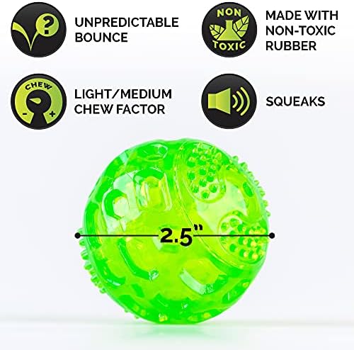 Hyper Pet DuraSqueak Dog Ball Toy, Interactive Dog Toys that Float and Squeaks for Playing, Fetching and Retrieving-Great Alternative to Traditional Tennis Balls Green 2.5 Inch