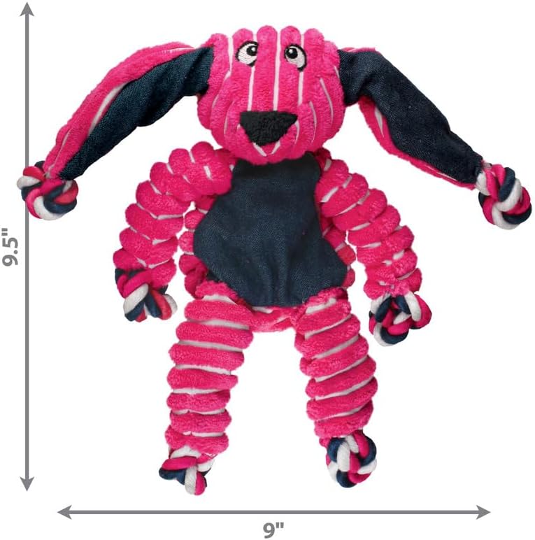 KONG Floppy Knots Dog Toy Bundle for Small/Medium Dogs – Durable Plush Toys with Internal Knotted Ropes & Squeakers – Minimal Stuffing for Less Mess (Bunny and Fox, Small/Medium)