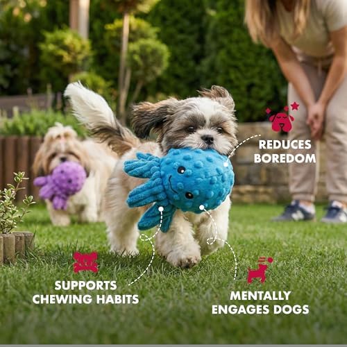 Pet Lou Octopus EZ Squeaky Ball, Set of 2, 4-inch Width