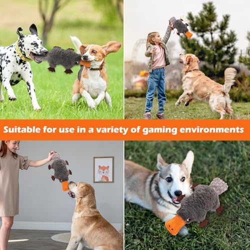 15" Squeaky Platypus Dog Toy, Plush Interactive Toy for Dogs
