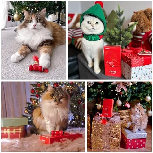 Kitifish Automatic Cat Toys for Indoor Cats, Interactive Cat Feather Toys with Feather and Bell, Smart Electric Moving Kitty Toy, kitifish Toys, Stiulate Hunting Instinct for Your Kitty