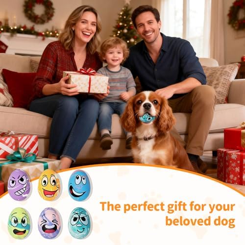 Squeaky Dog Toys for Puppy Small Dogs, 3 Pack Soft Latex Rubber Dog Chew Toy with Squeaker, Smile Face Dog Squeaky Balls for Interactive Play & Training