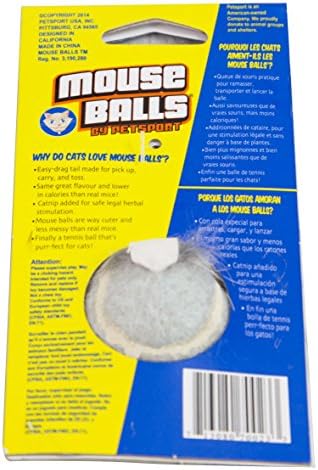 PetSport Mouse Balls - Mouse Balls for Cats, Catnip Toys, Mouse Toy, Interactive, Certified Non-Toxic, 100% Natural Catnip, Won't Wear Down Teeth - 1.5" (Pack of 1)