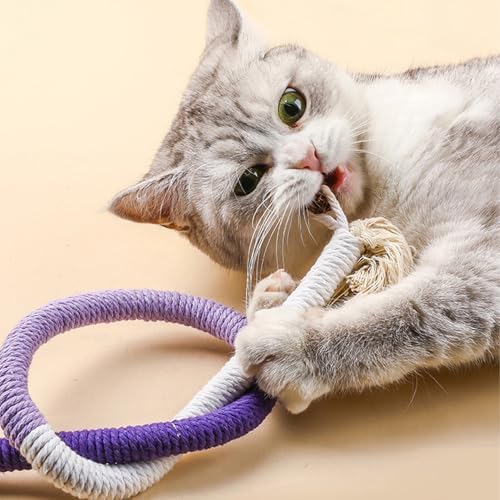 Cat Chew Rope Toys 3PCS Catnip Infused Dental Chew Ropes 27.6 Inch Interactive Indoor Kitten Toys for Teething Cleaning Teeth and Play