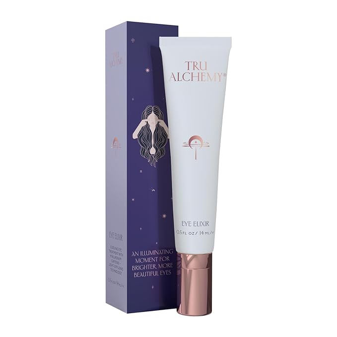 Tru Alchemy Eye Elixir Cooling Eye Treatment Cream - Dark Circle Eye Cream for Puffiness and Bags Under Eyes - Caffeine, Hyaluronic Acid, Vitamin C (2-Pack)