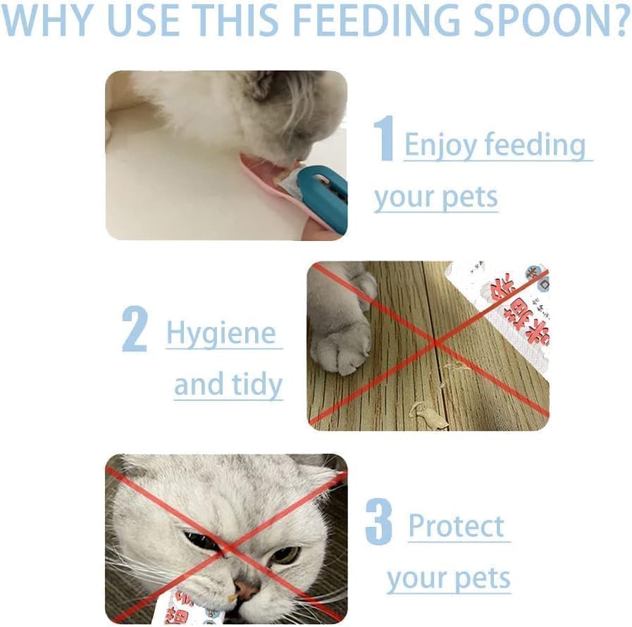 Cat Wet Treats Dispense Spoon, Treat Squeeze Spoon Feeding Watering Supplies Wet Cat Food Storage Pet Food Spoon Cat Treat Dispenser Pet Liquid Snacks Feeder Spoon Cat Strip