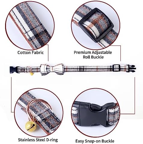 Yizepet Dog Collar with Bow Tie- Adjustable pet Collar for Dogs with Plastic Buckle Collar, Stylish Pattern for Small Medium or Large Boy and Girl Dog and Cat