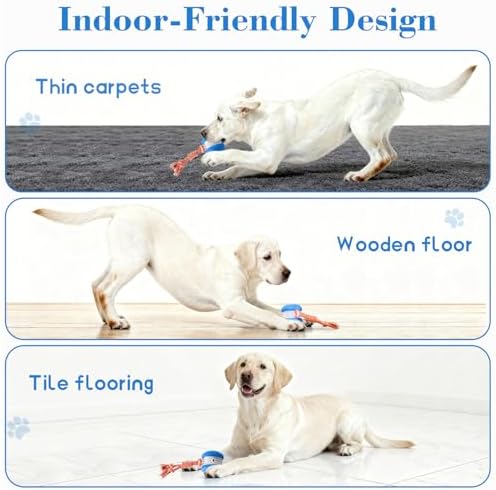 PJC Interactive Dog Toy – Automatic Electric Rolling Ball with Rope, Motion-Activated Play, Random Movement, Rechargeable, Ideal for Boredom Relief for All Dog Sizes