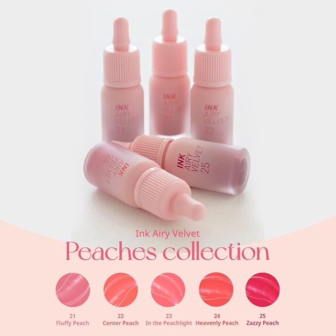 Peripera Ink Airy Velvet Lip Tint | High-Pigmentation, Lightweight, Soft, Moisturizing, Not Animal Tested (025 ZAZZY PEACH (NEW))