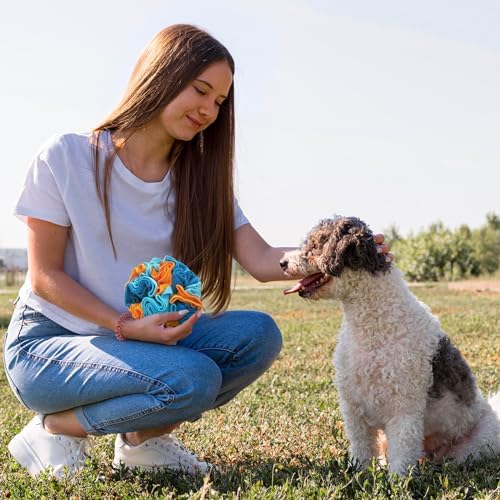 Andiker 5.9" Snuffle Ball for Dogs, Plush Colorful Interactive Snuffle Ball Hide Treat Dog Puzzle Toy for Relieving Boredom and Training Machine Washable Dog Ball for Small Dog (Blue, S)