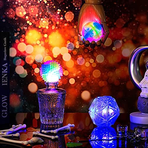 Sumind 3 Pcs Light Dog Ball Glow in The Dark Dog Ball LED Glowing Interactive Squeaky Spiky Interactive Toy Bounce Activated Pet Toy for Puppies