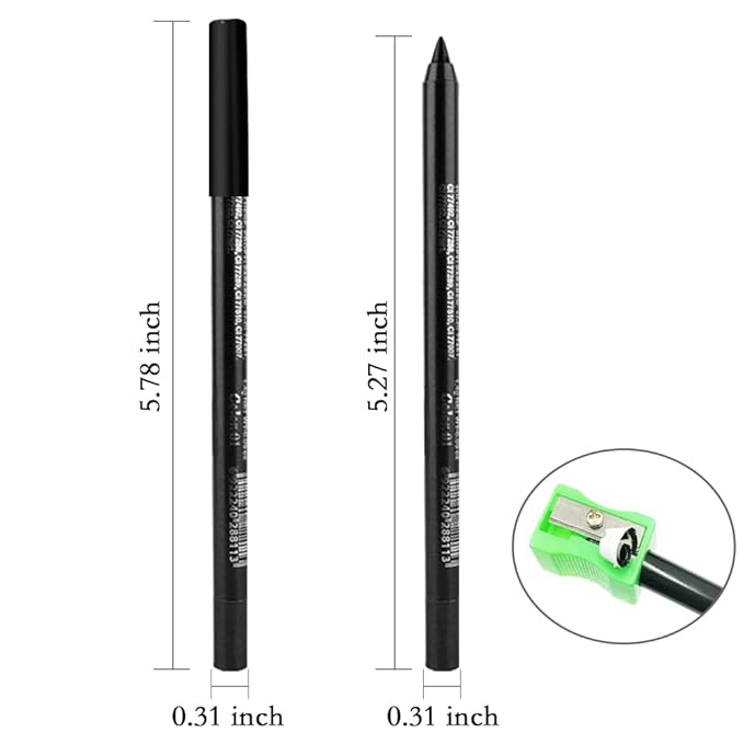 evpct Black Eyeliner Pencils for Eyes, Black Colored Eye Liner Pencil Pen Makeup Waterproof Smudge Proof, Colored Gel Waterline Eyeliner Liquid, Face Eye Paint Stick Lipstick Halloween Makeup 01