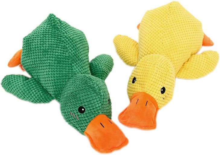 Duck-Shaped Dog Toys for Aggressive Chewers - Mellow Dog Calming Duck, 2025 Squeaky Crinkle Plush Chew Toy, Interactive Tug of War Toy to Keep Dogs Busy, Tough No-Stuffing for All Breeds