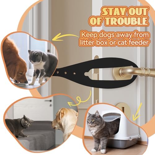 TGIOW Cat Door Latch, Cat Door Stopper Keep Open 2.5-6", 1 Pcs, Black | Keep Dogs Out of Litter Box and Food, Door Prop for Cats with 5 Adjustable Sizes, Door Plate Included, Pet Gate Alternative
