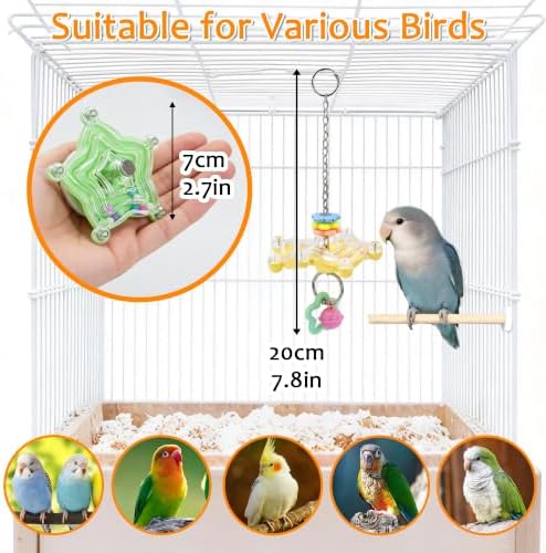 2pcs Bird Toys for Parakeets with Bell, Spinner Wheel (Rondom Color)