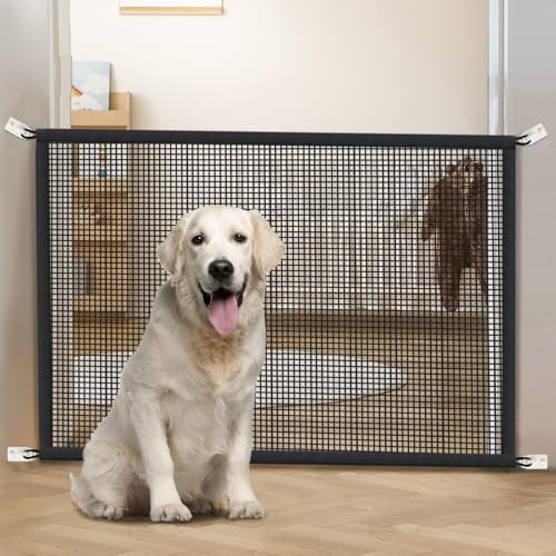 Dog Gate for Stairs Pet Gates for The House: Dog Gate Indoor Dogs Screen Mesh Gate for Doorways Stairways 29 inches Tall, 30 inch Wide, Fits Openings 24'' to 27'' Wide