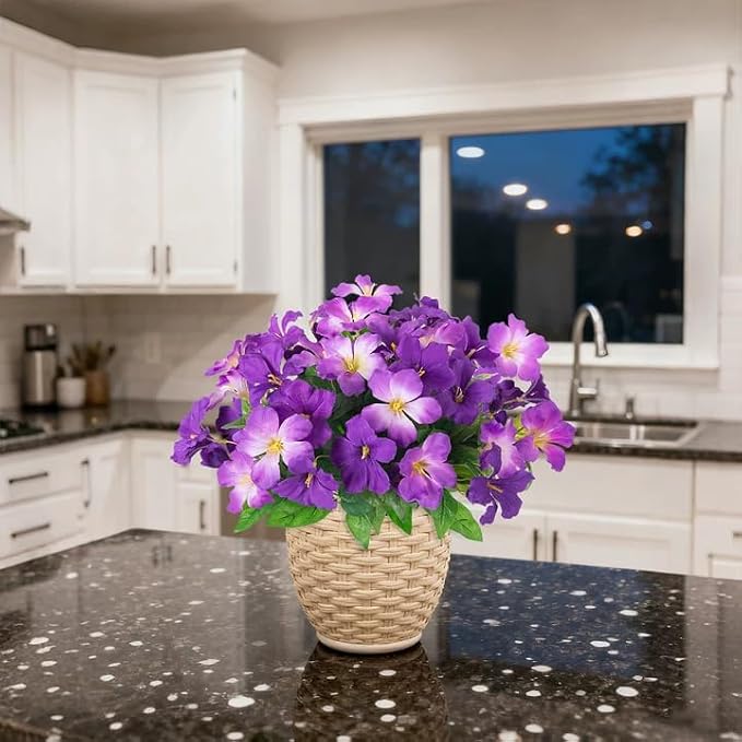 Fake Artificial Flowers for Outdoors 6 PCS Azalea Bouquet Silk Flowers for Outside UV Resistant Faux Flowers Plants for Outdoor Planters Realistic Spring Home Front Door Patio Garden Porch Decor