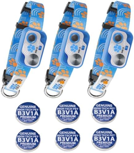 MS-5 Automatic Pet Door Collar 3-Pack, Genuine High Tech Pet Brand Dog Collar for Power Pet Doors, Water Proof, 6 Batteries Included (Paw)