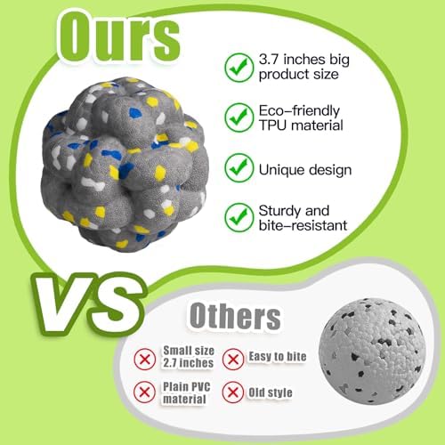 Moonorange Upgrade Dog Balls Interactive Toys for Aggressive Chewers, Indestructible Tennis Durable Bouncy for Fetch Game, Lightweight Floating, Grey