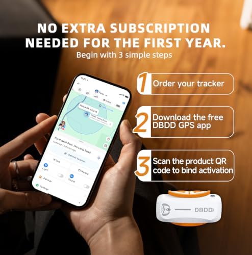 DBDD GPS Tracker for Dogs with 36 Month Subscription, Real-Time Location, Electronic Fence, Health Monitoring, Waterproof, for Medium Large Dogs, iOS Android