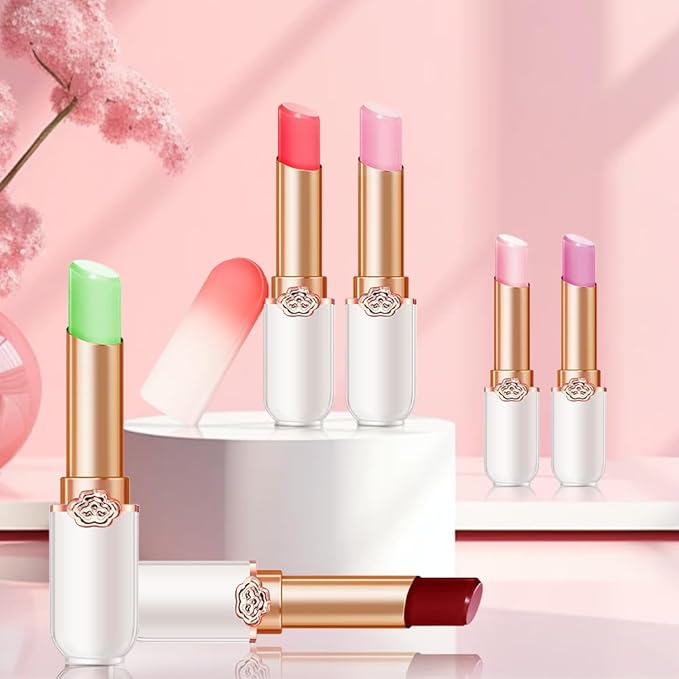 BINGBRUSH 6 Pcs Fruit Color Changing Lipstick Queen,PH Mood Long Lasting Labiales Lip Gloss Lip Balm Tinted Magic Lip Stain Makeup Lipstick Set for Women