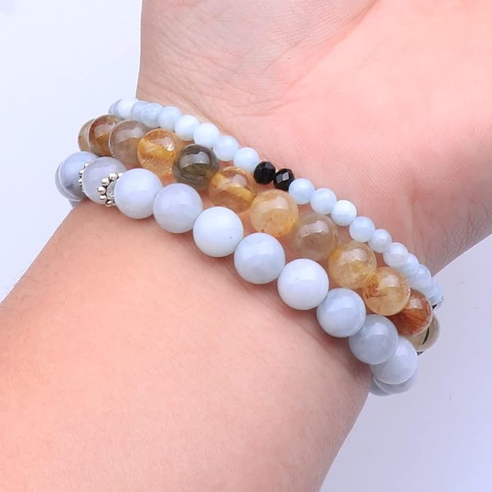 UEUC Tree of Life Yoga Healing Stone Bracelets,Multilayer Lotus Chakra Stone Reiki Bracelet Sets,Anxiety Crystal Natural Stone,for Women Stress Relief