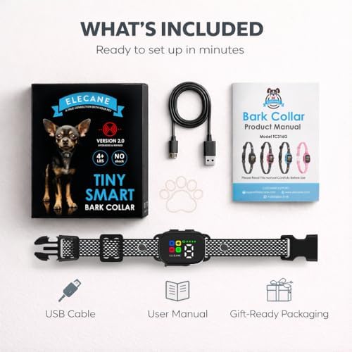 2 Pack Tiny Bark Collar for Small Dogs 5-15 lbs and Puppies - No Shock Anti Barking Collar - Rechargeable Smart Collar for Dog Training with 7 Sensitivity Levels and 3 Beep&Vibration Modes