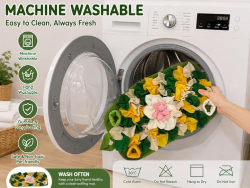 Rabbit Busy Snuffle Mat,Hamsters Foraging Mat for Small Animals Bunny Puzzle Toys Pets Interactive Feeding Mat for Guinea Pigs Hedgehog Chinchilla Puppies (White)
