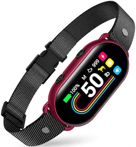 Smart Dog Bark Collar, No Bark Training Collar with Bark Count Tracking, Gravity Sensor, 4 Modes & 8 Levels (Burgundy Red)