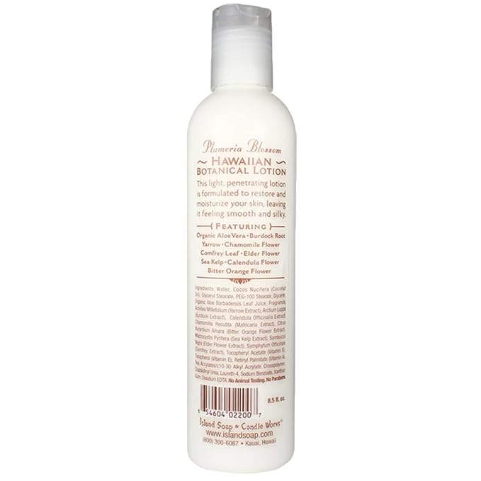 Island Soap and Candle Works All Natural Plumaria Blossom Scented Body Lotion for Men and Women - Paraben Free Body Moisturizer - Hydrating Hawaiian Skincare - 8.5 Ounces