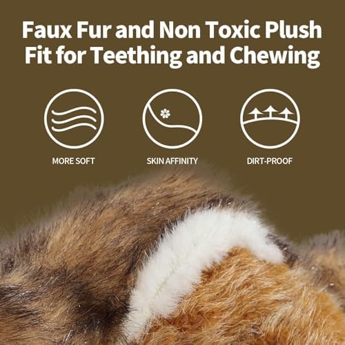 ALL FOR PAWS Chipmunk Squeaky Doy Toy, Squirrel Dog Toy for Medium Large Breed, Puppy Fetch Toy with Squeaker, Plush Chew Dog Toy, Chipmunk-L