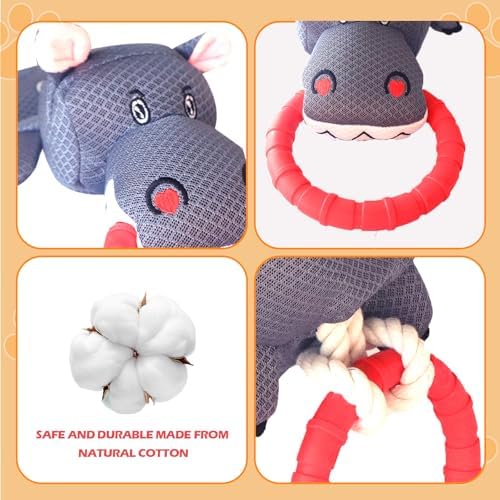 Tug-of-War Dog Toy, Durable Plush Chew Toy with Double EVA Pull Rings for Interactive Play, Chewing & Training for Small Medium Large Dogs