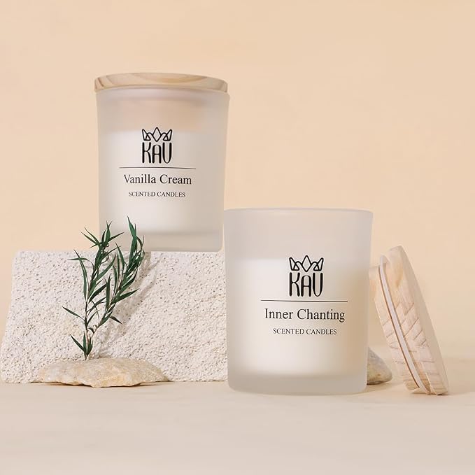 Scented Candles 150g – KAV Inner Chanting Scented Candle, Home Decor Natural Soy Wax Premium Candle for Women Men Gift, Fresh Tones and Elegant Look, Essential Oils (Rosemary, Cinnamon, Amber)