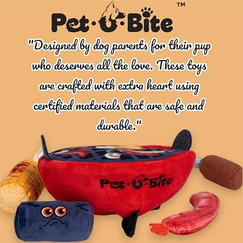 Dog Toys for Dogs & Puppies - Bark Bark Cute (BBQ) Series, BBQ Theme, 5 in 1 Multi Item Interactive Dog Toy Set for Small & Medium Breeds