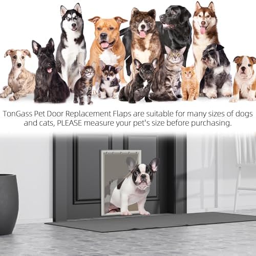 TonGass PAC11-11039 Large Dog Door Flap Replacement | 10 1/8"x16 7/8" Pet Door Replacement Flaps with Magnetic Closure for PetSafe Freedom Dog Door, Weather-Proof & Warp-Resistant