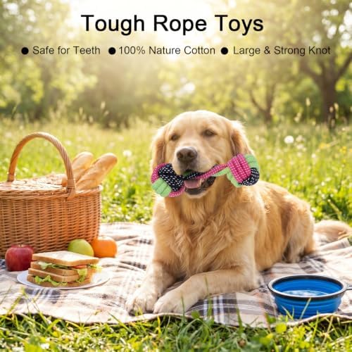 Fumusae 15PCS Dog Rope Toys for Dogs, Interactive Tough Chew Toys for Medium and Small, Heavy Duty Tug of War, Cotton Rope Knot Puppy Dental Toy