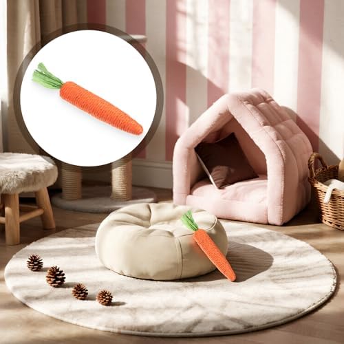 2 PCS Kitten Teething Toys for Indoor Cats, Cat Chew Toy Natural Sisal Cat Teething Toys Orange Carrot Interactive Cats Kicker Toy Interactive Kitten Kicker for Indoor Kitty Exercise