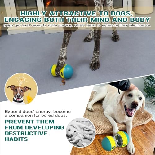 Interactive Food Puzzles Ball for Dogs, Adjustable Treat Dispensing Dog Puzzles Feeder Slow Feeding to Keep Them Busy,Stimulating Dog Toys Suitable Mediu and Larger Dogs(XL Blue)