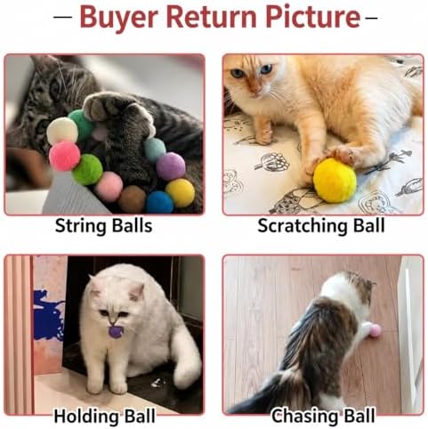 Interactive Cat Ball Launcher Toy with 50 Soft Pom Pom Balls, 3 cm Colorful Plush Ball Cat Toys, Low-Noise Indoor Chase Toy Set for Cats, Kittens, Exercise, Training and Play