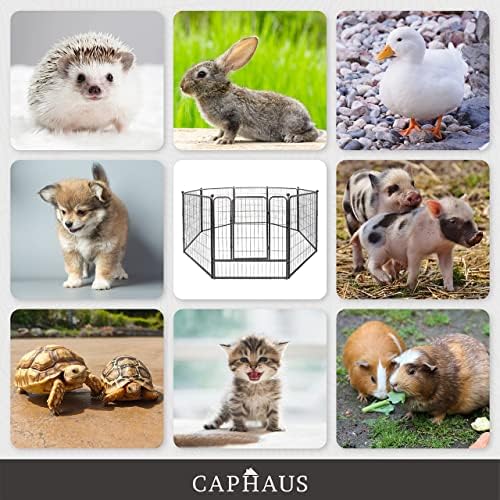 CAPHAUS 24/32/40 Inch Height Bold Metal Foldable Heavy-Duty Pet Playpen with Door, Indoor/Outdoor Portable Cage, Kennel Dog/Animals Exercise Fence for Yard, RV, Camping, Available in 8/16/24/32 Panels