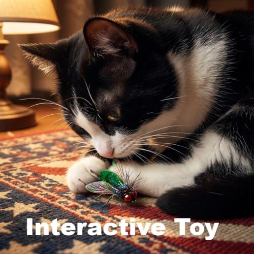 Cat Feather Toys - 2 Pcs Handmade Simulation Flies – Durable Cat Toy Wand Refills - Interactive Kitten Teaser Wand Attachments - Cat Toys Replacement for Cat Kitten Wand