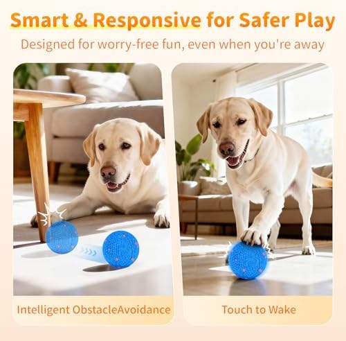 Smart Interactive Dog Toys, Interactive Dog Ball with IPX7 Waterproof, E-TPU Material, Low Noise, Automatic Moving/Bouncing/Rotating for Medium and Large Dogs Indoor & Outdoor Stimulation