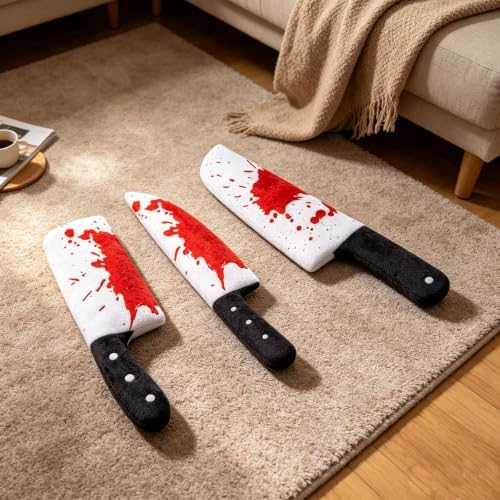 4 Pcs Halloween Squeaky Dog Toy Plush Knife Dog Chew Toys Plush Cat Playing Toys Teeth Grinding Pet Training Toy for Dog Cat Relief Decompression