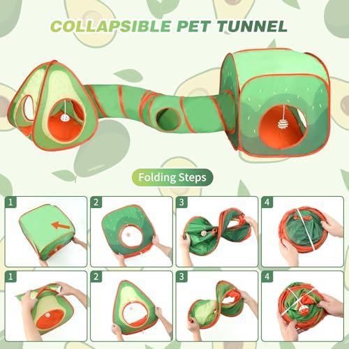 Rypet Cat Toy Tunnel and Cubes Bundle, Play Tubes for Indoor Cats, Green