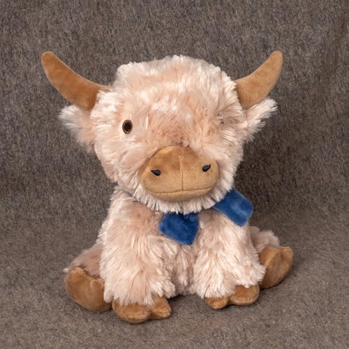 Fuzzl Highland Cow Soft Dog Toy with Mooo Squeaker Sound - Plush Dog and Puppy Toy Interactive