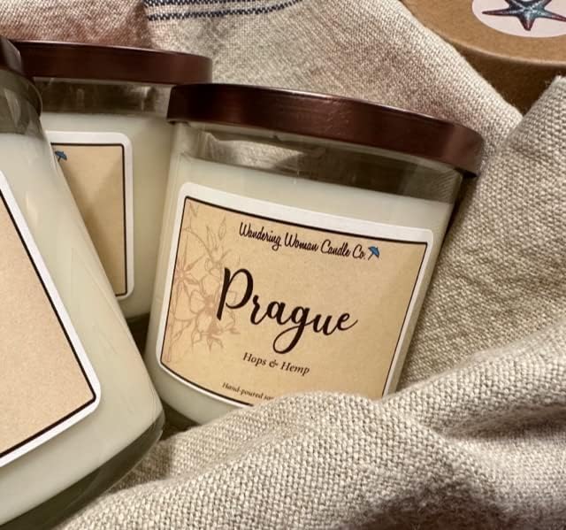 Wandering Woman Candle Company 8 oz Soy Wax Candle (Prague: Hops & Hemp)