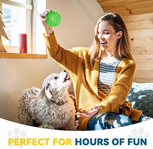 SHARLOVY 3.5” Large Dog Toys Ball, 6 Pack Squeaky Toys, Durable Spiky Ball