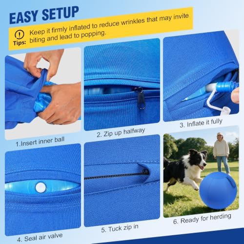 Herding Ball for Dogs Large for Australian Shepherd, Blue, Medium